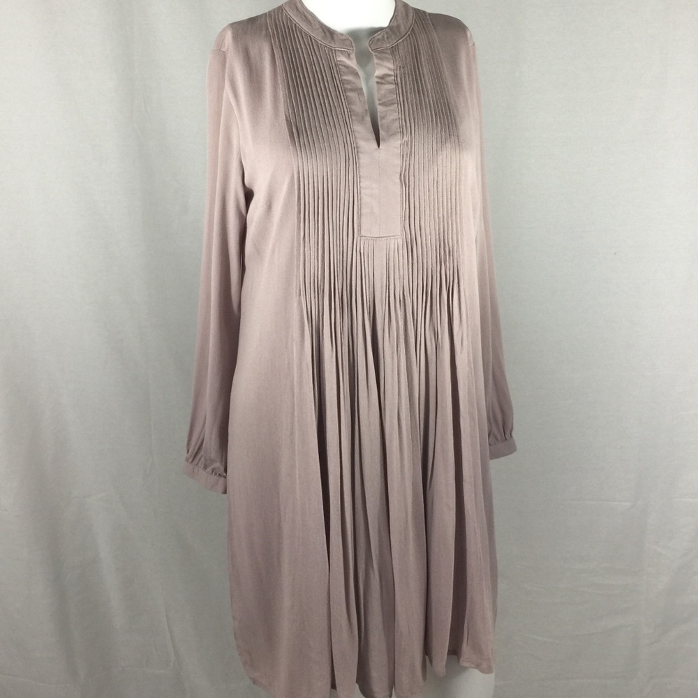Old Navy Taupe Long Sleeve Rousched Dress