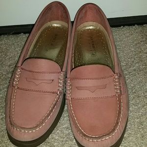 Sperry Pink Suede Penny Loafers