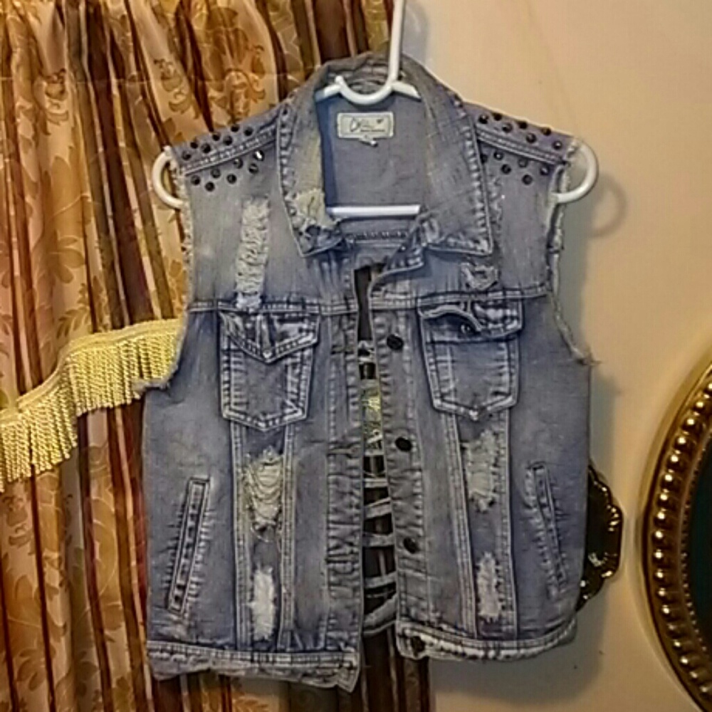 Denim short sleeve jacket