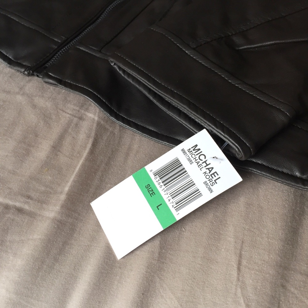 MICHAEL Michael Khors Faux Brown Leather Jacket - Picture 3 of 5