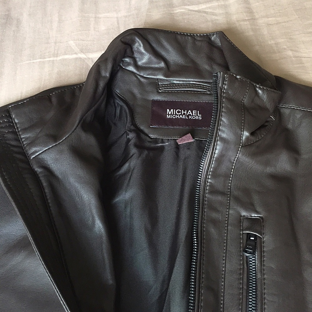 MICHAEL Michael Khors Faux Brown Leather Jacket - Picture 5 of 5