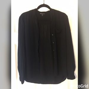 Casual Soft Black Button Up