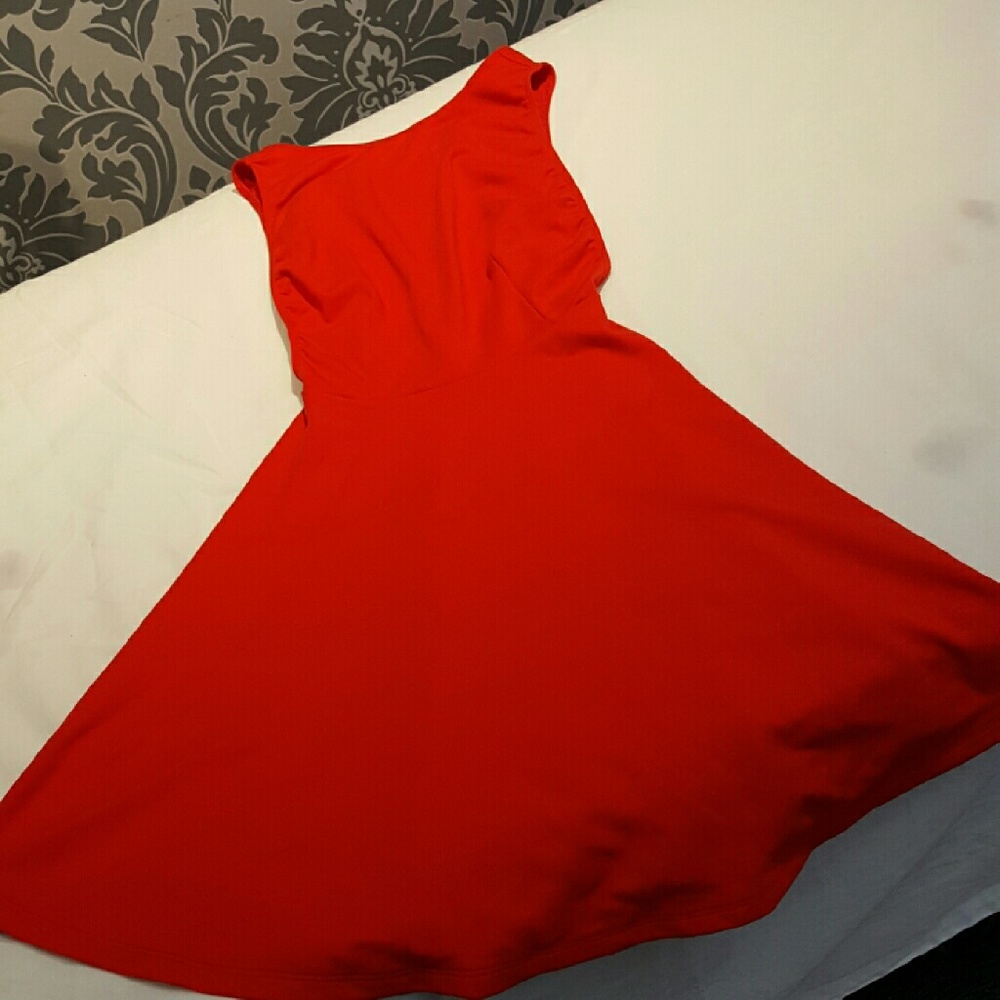 Red American Apparel dress. Open back