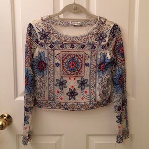 Zara Embroidered Mesh Top