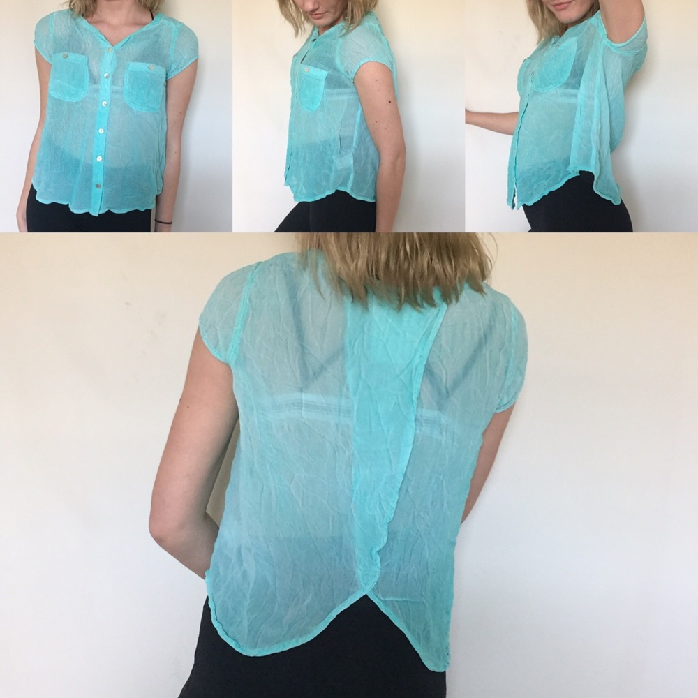 Light blue flowy top