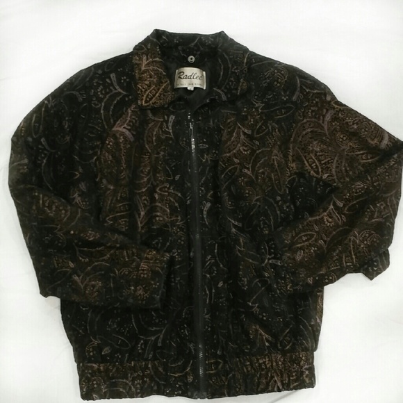 Vtg. 80's Radlee GenuineSuede Paisley BomberJacket - Picture 2 of 5