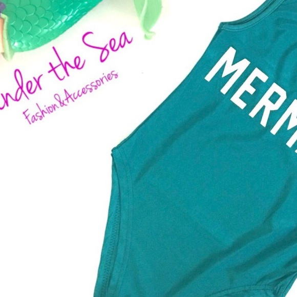 • $15 BLOWOUT SALE• Mermaid teal monokini swimsuit - Picture 5 of 8