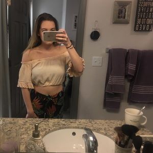 Cream colored crop off shoulders top