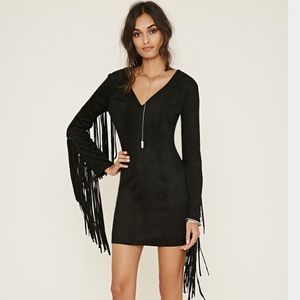 NWT Forever 21 fringe dress faux suede
