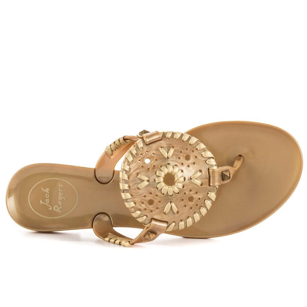 Jack Rogers Jelly Sandals size 6, gold on gold NEW