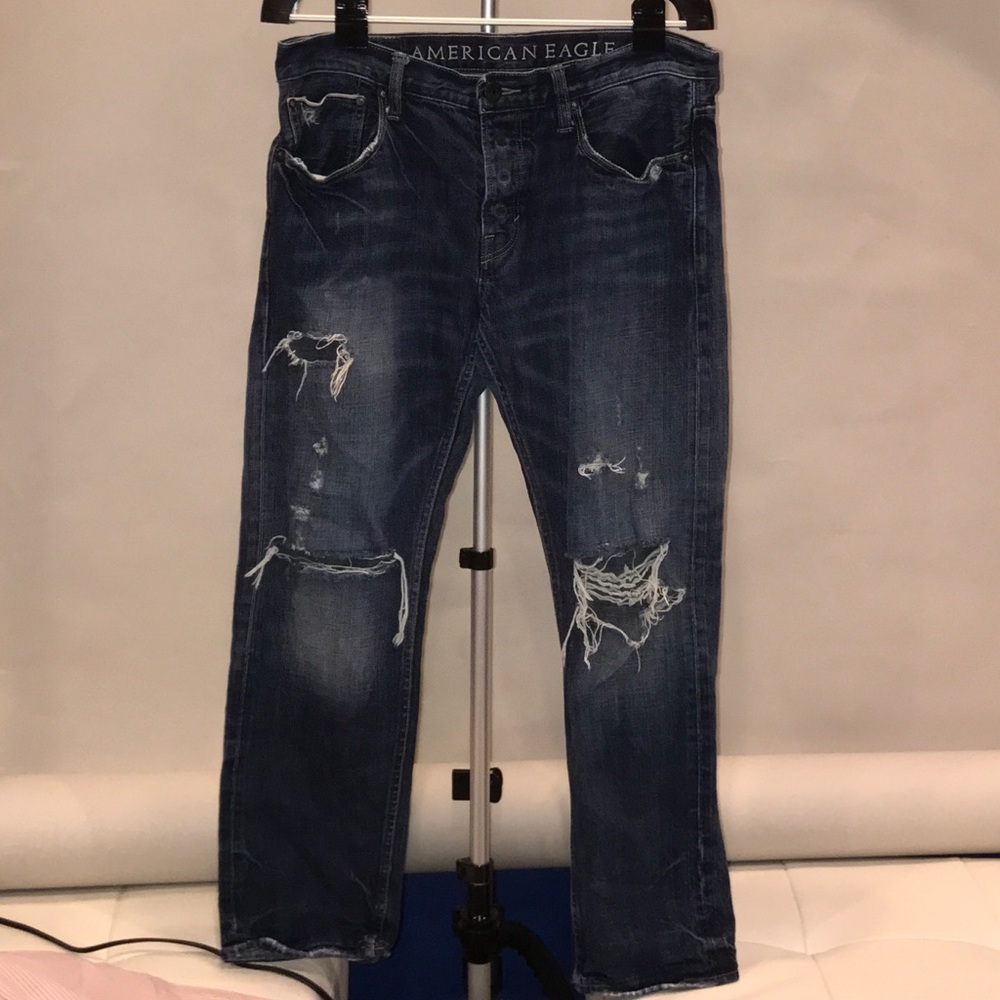 Men's American Eagle Premium Destroyed Denim