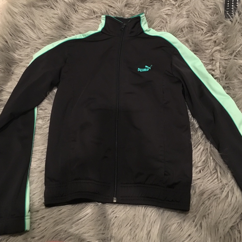 Black and green Puma athletic zip up jacket