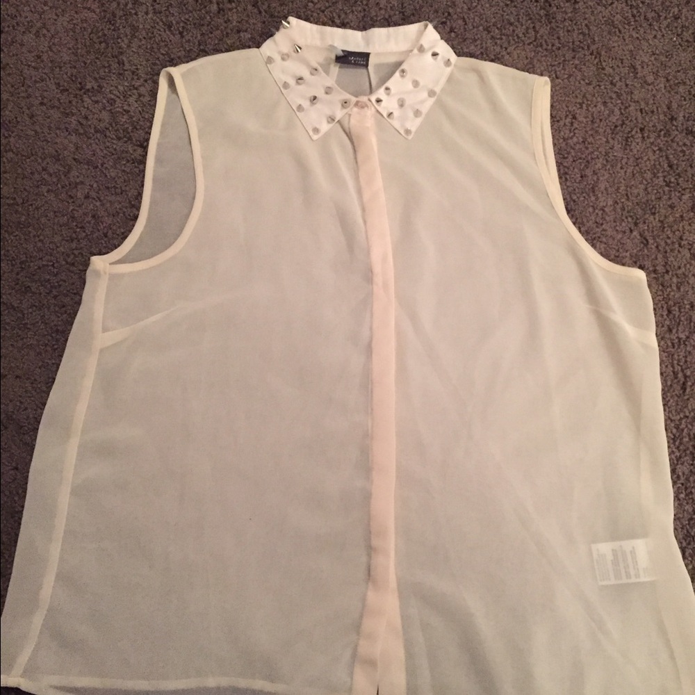 Spiked Collar Sheer Top