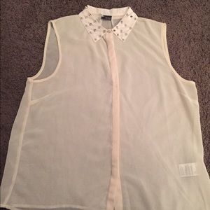 Spiked Collar Sheer Top