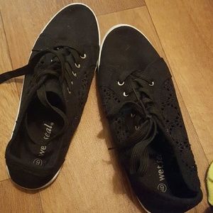 Black sneakers with lacey sides