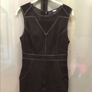 Bebe fitted dress with leather trim