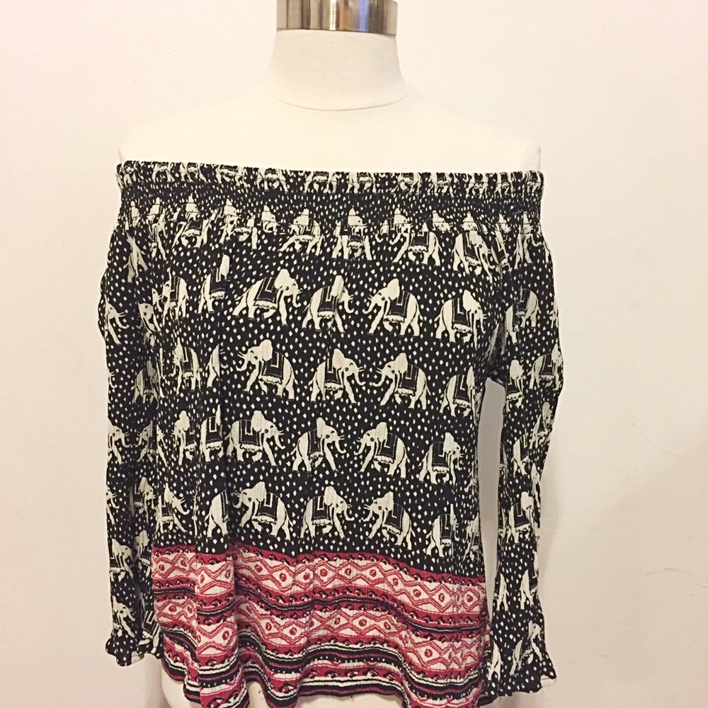 Off the shoulder elephant blouse