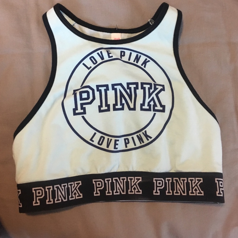 Turquoise high neck sports bra