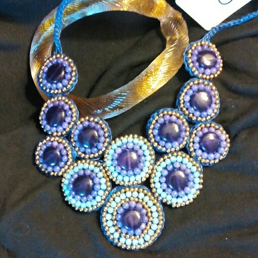 Royal blue collar necklace