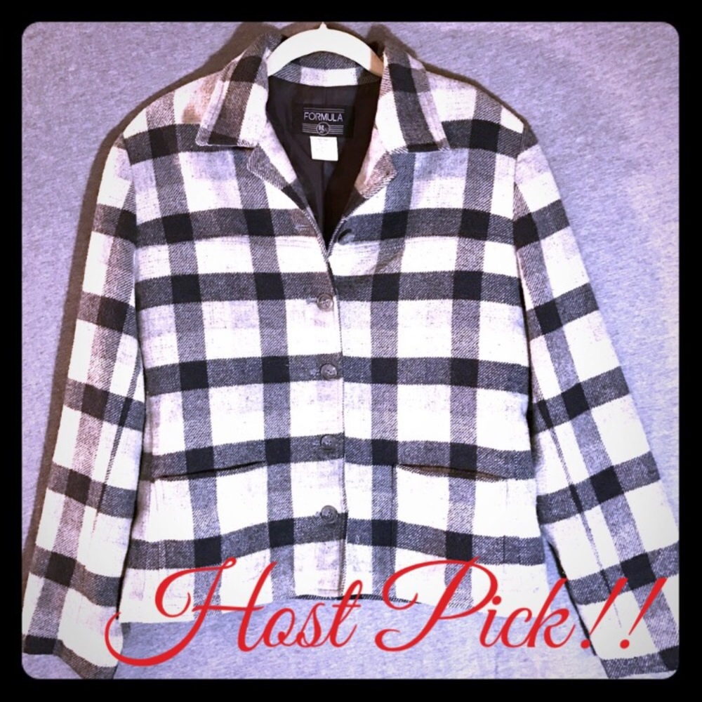 Host Pick!! Plaid Black and White Jacket Sz. 10