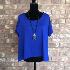 Blue Short Sleeve Blouse