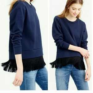 J crew navy fringe sweatshirt xxs