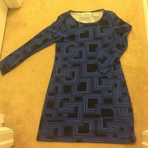 Blue and Black Midi Dress
