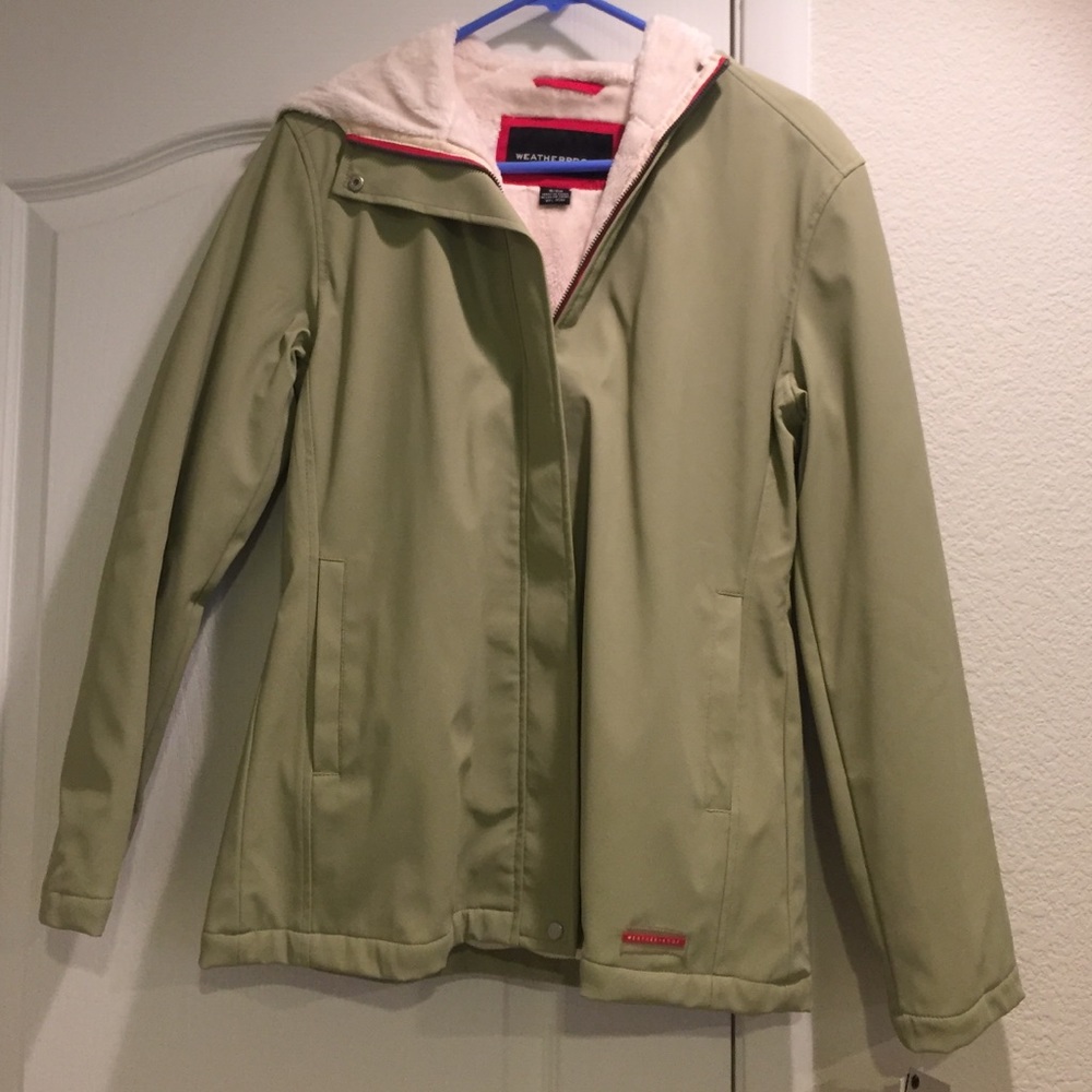 Brand new hooded sage color hooded rain jacket