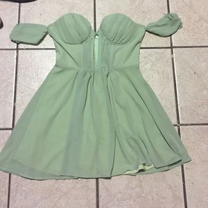 Bardot strap dress with sexy slit chest