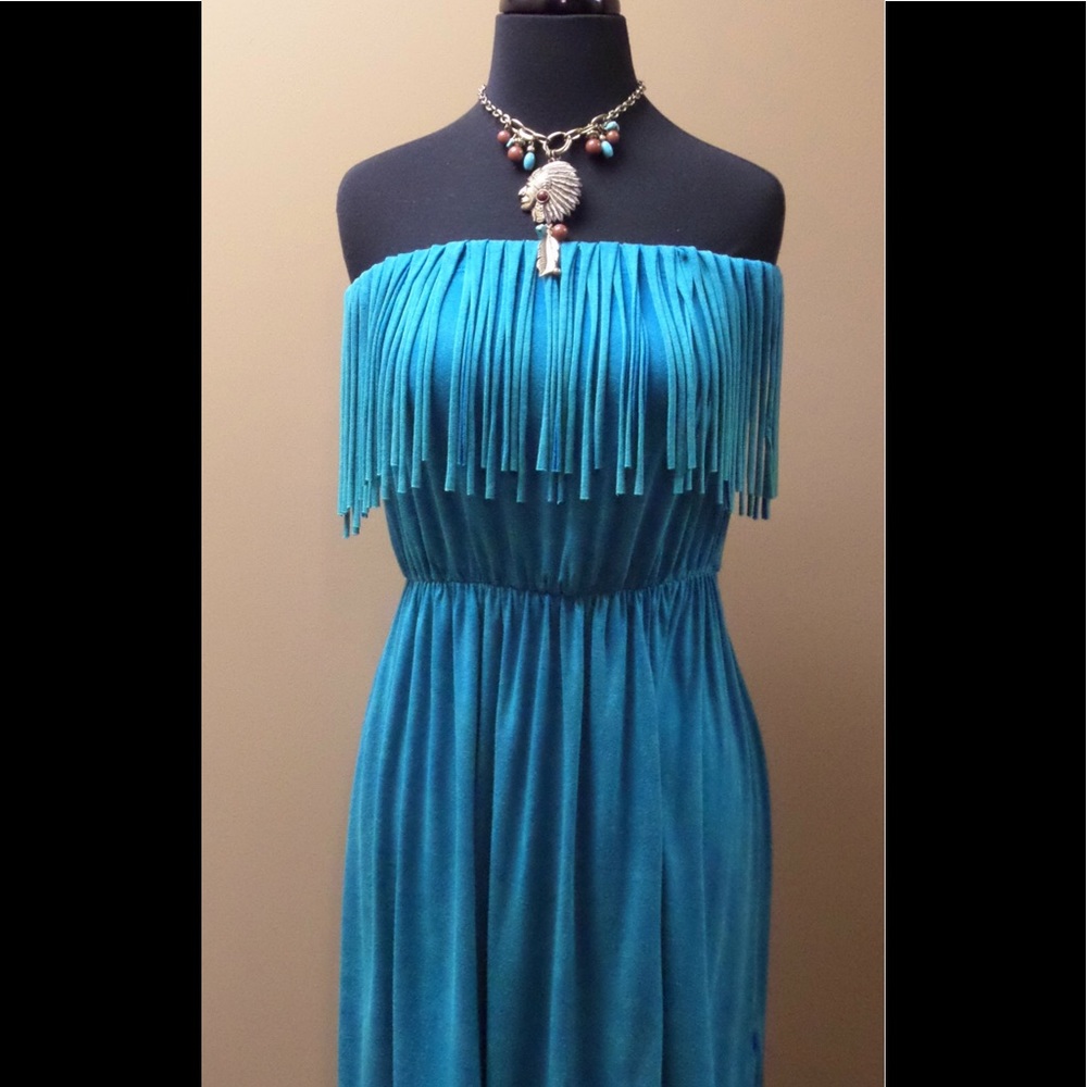T*PARTY  Mini Turquoise Mini Dress  with Tassels