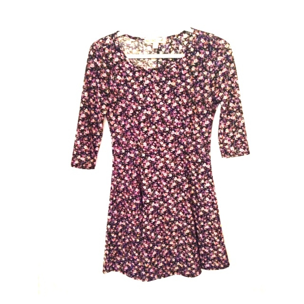 Floral 3/4 Sleeve Skater Dress
