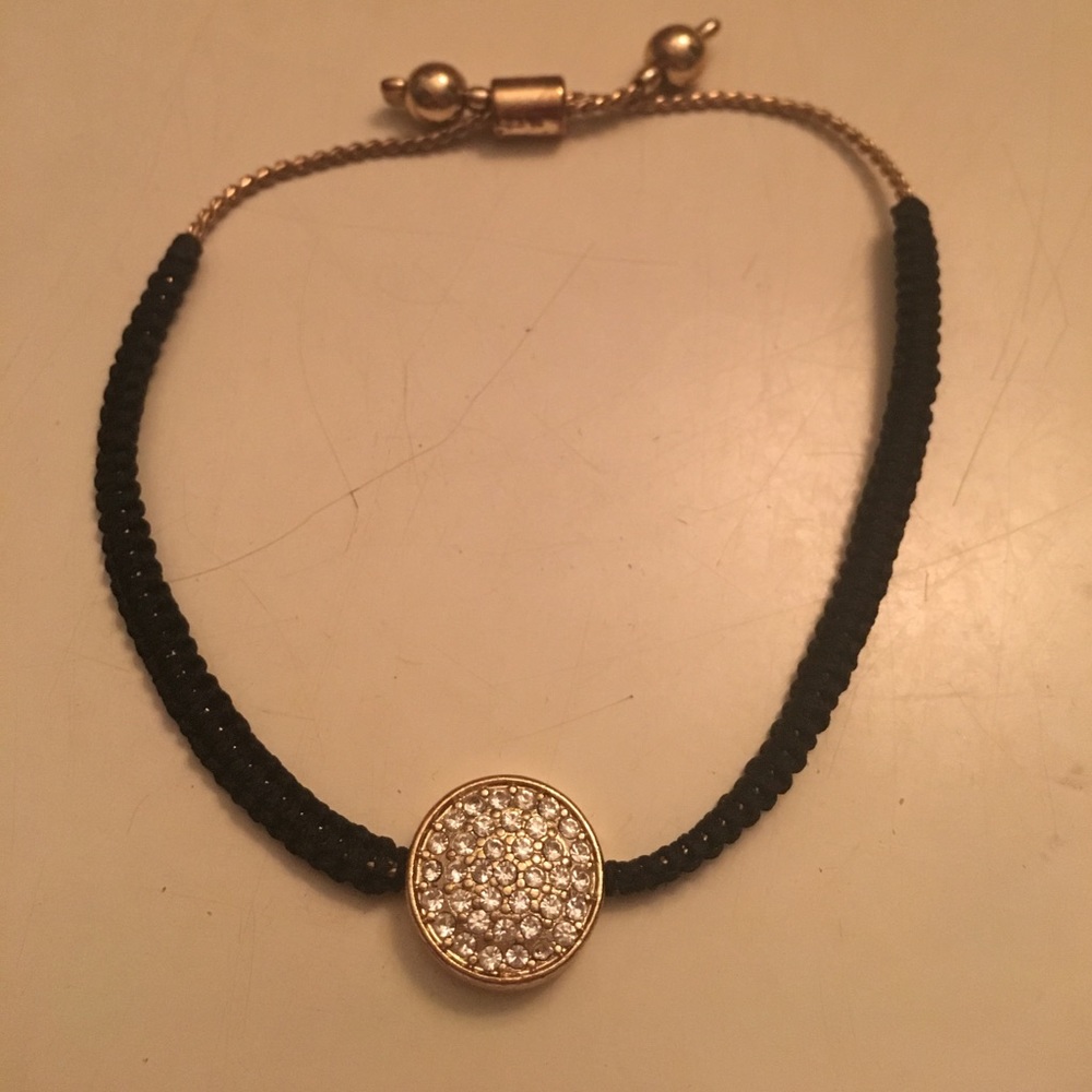 Bauble Bar black rope bracelet with rhinestones