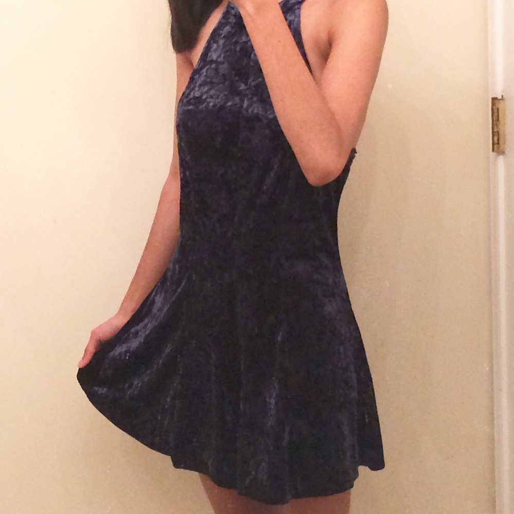 NWT Forever 21 Navy Velvet Romper