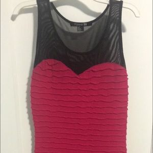 Pink and black mesh mini dress