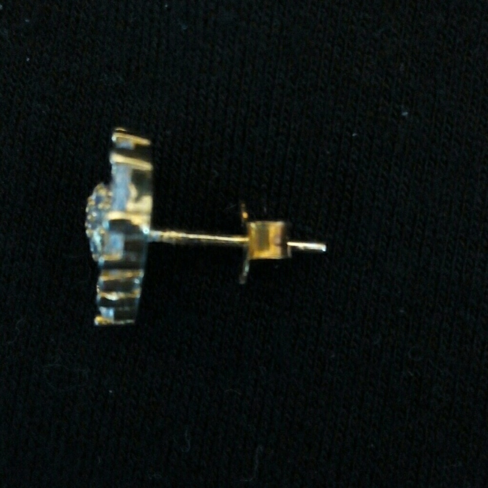 Gold over silver heart cz earrings - Picture 3 of 4