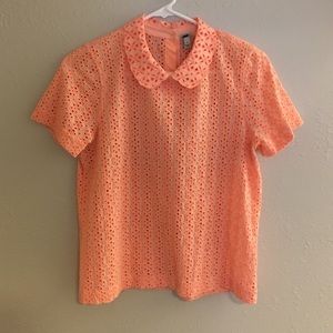 Jcrew Peach Eyelet Top
