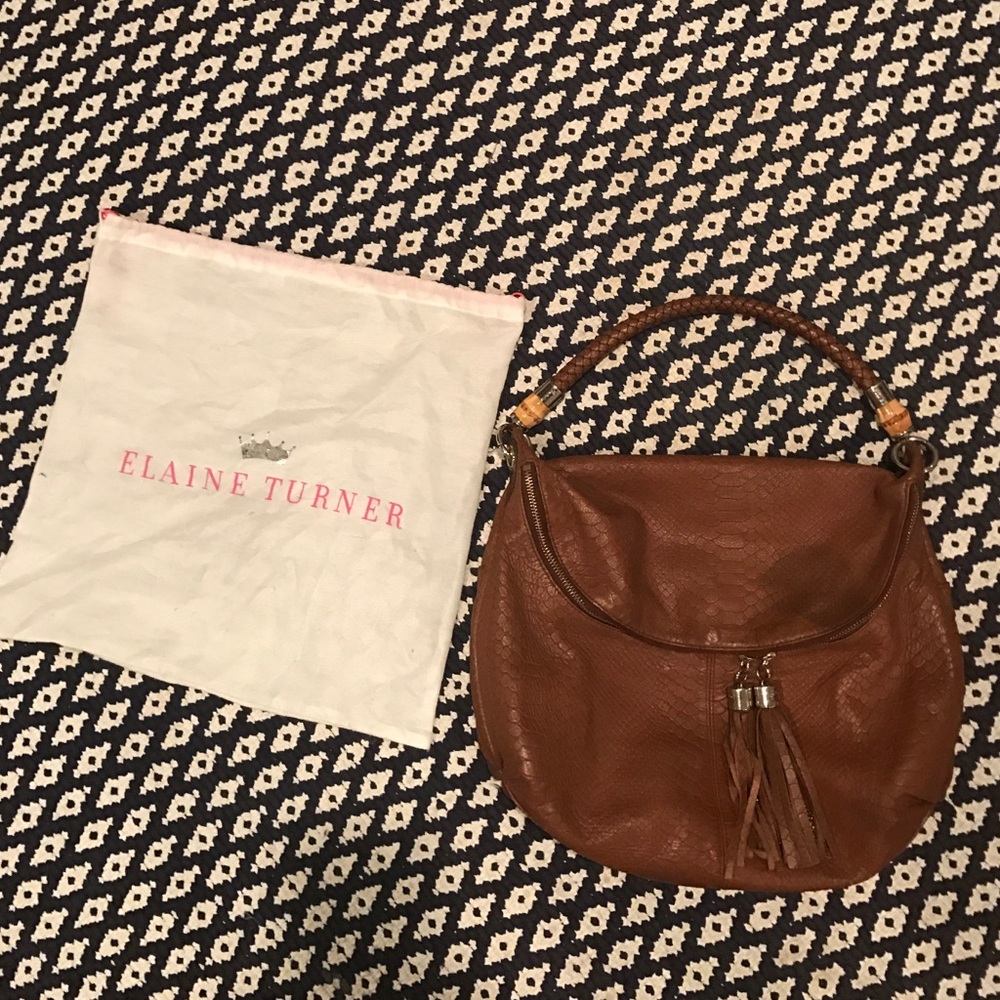 Elaine Turner Faux Snakeskin hobo bag
