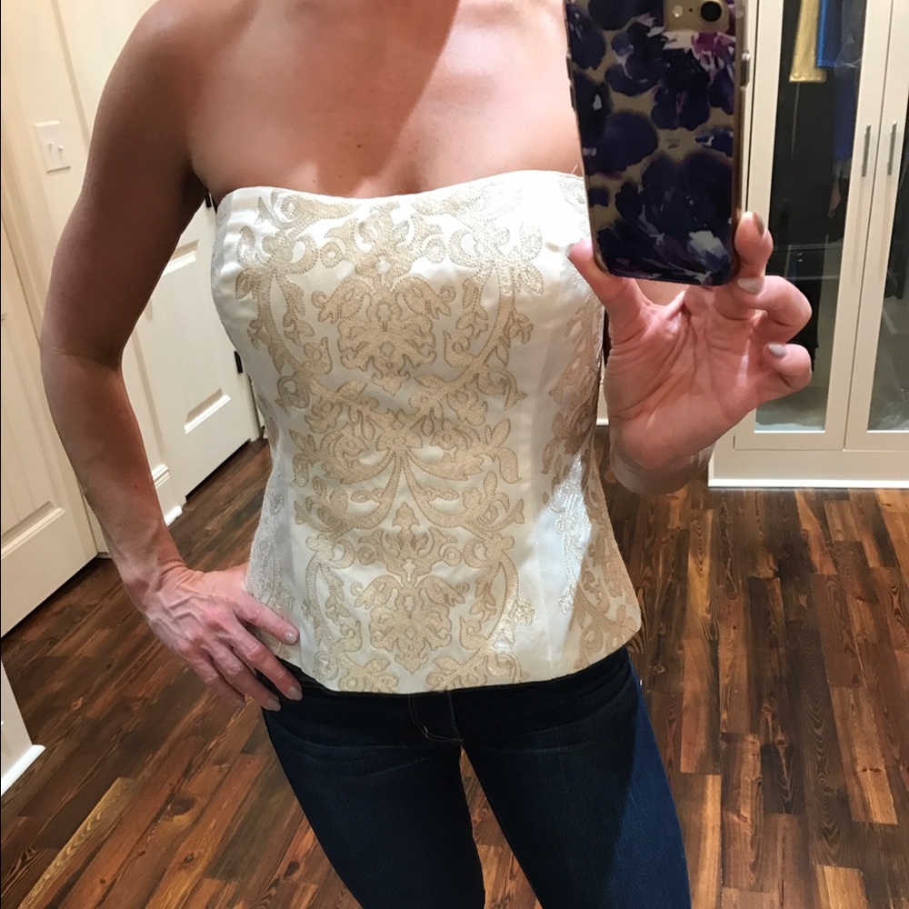 Whbm Gold and Ecru Corset.