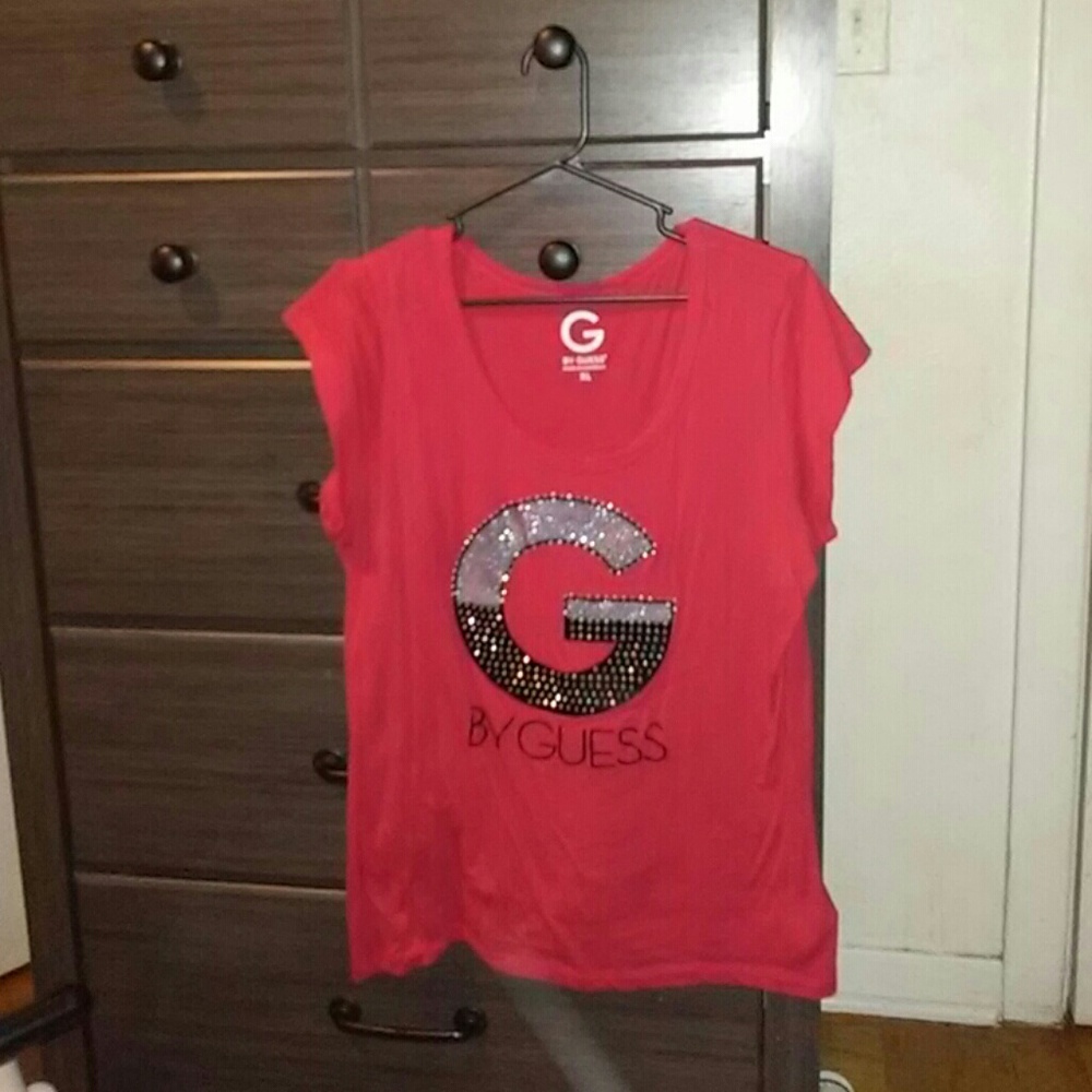 Red Guess shirt