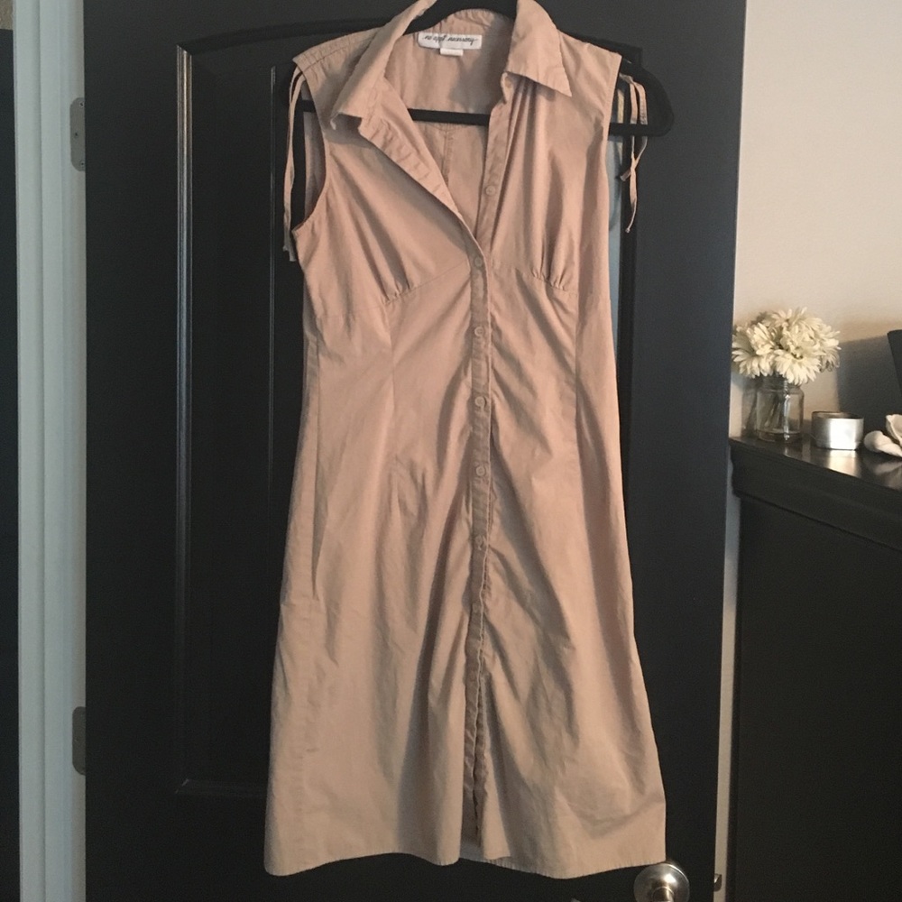 Button down dress. Tan size medium.