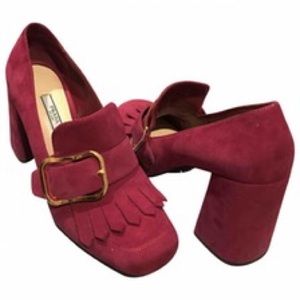 Prada suede 'kiltie' loafer pump