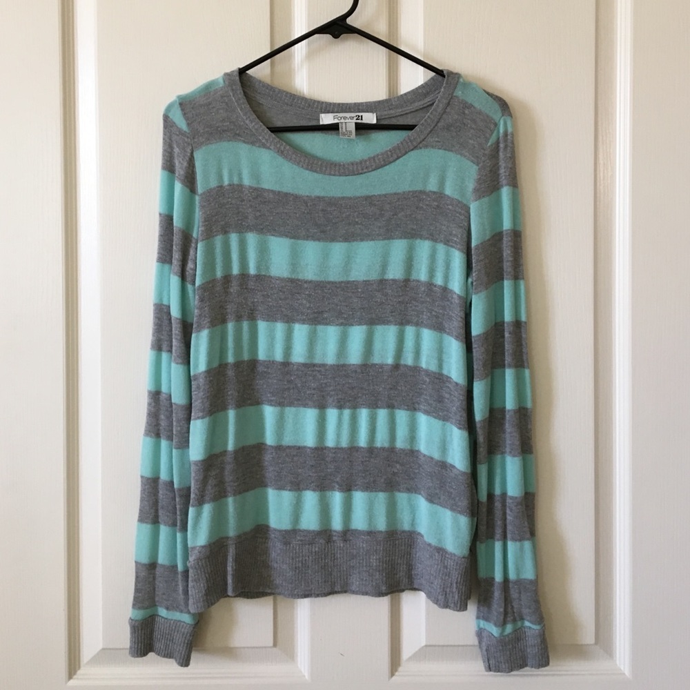 Forever 21 mint/grey stripe sweater