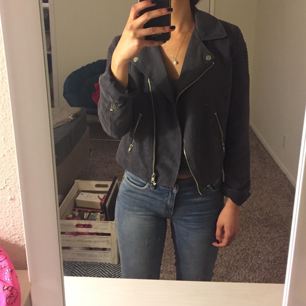 H&M faux suede biker jacket