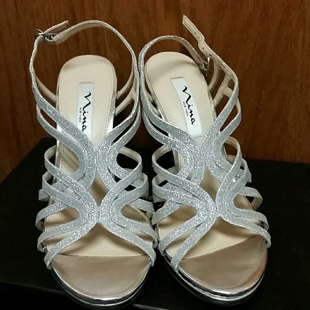 Nina "Raisa" SILVER Glitter Heels - 5M 6M 7M 8M