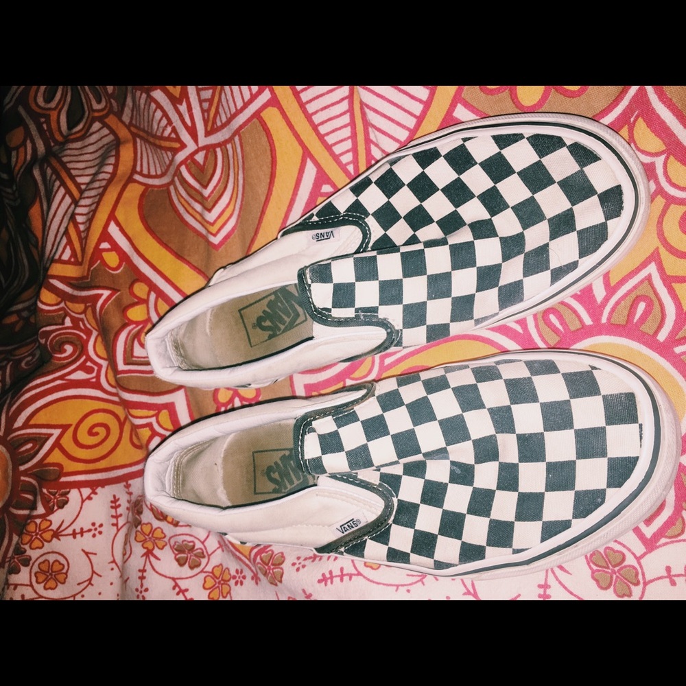 Checkered vans, gently used