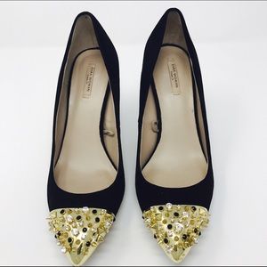 Zara SS13 black heels with gold embellished toe