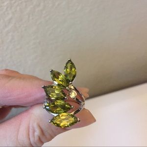 Green and silver ring