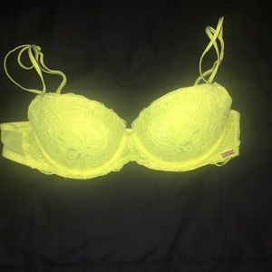 PINK neon yellow date bra