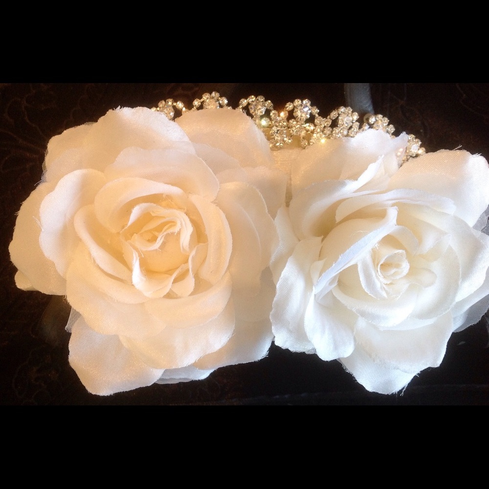 Bridal flowers and Swarovski crystal hair clip