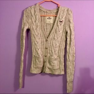 Hollister Beige Wool Cardigan Sweater - Small